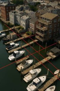 Dock boundary dispute survey boston - ALTA SURVEY Massachusetts Boston waterfront docks with property lines marked to show how a boundary survey resolves dock disputes