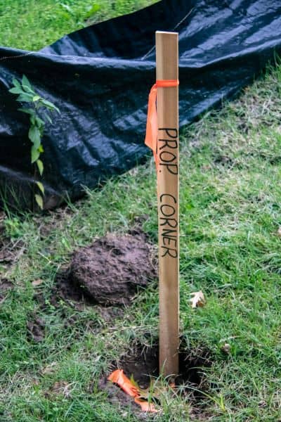 Survey stake marking a property corner to help locate property lines